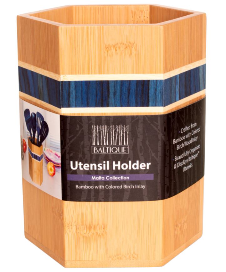 Utensil - Holder, Octagon, Bamboo, Totally Bamboo | tb_utensil_holder_blue.JPG