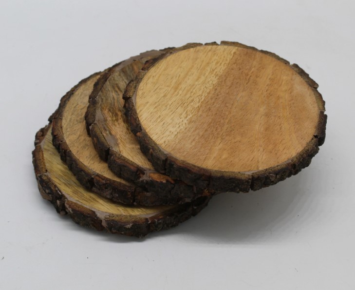 Coaster - Wood Live Edge (Bark) Round, Set of 4, Mango, Jodhpuri | j13.jpg